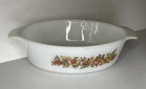 Anchor Hocking Fire King 433 Nature's Bounty Garden Oval Casserole Dish MADE USA